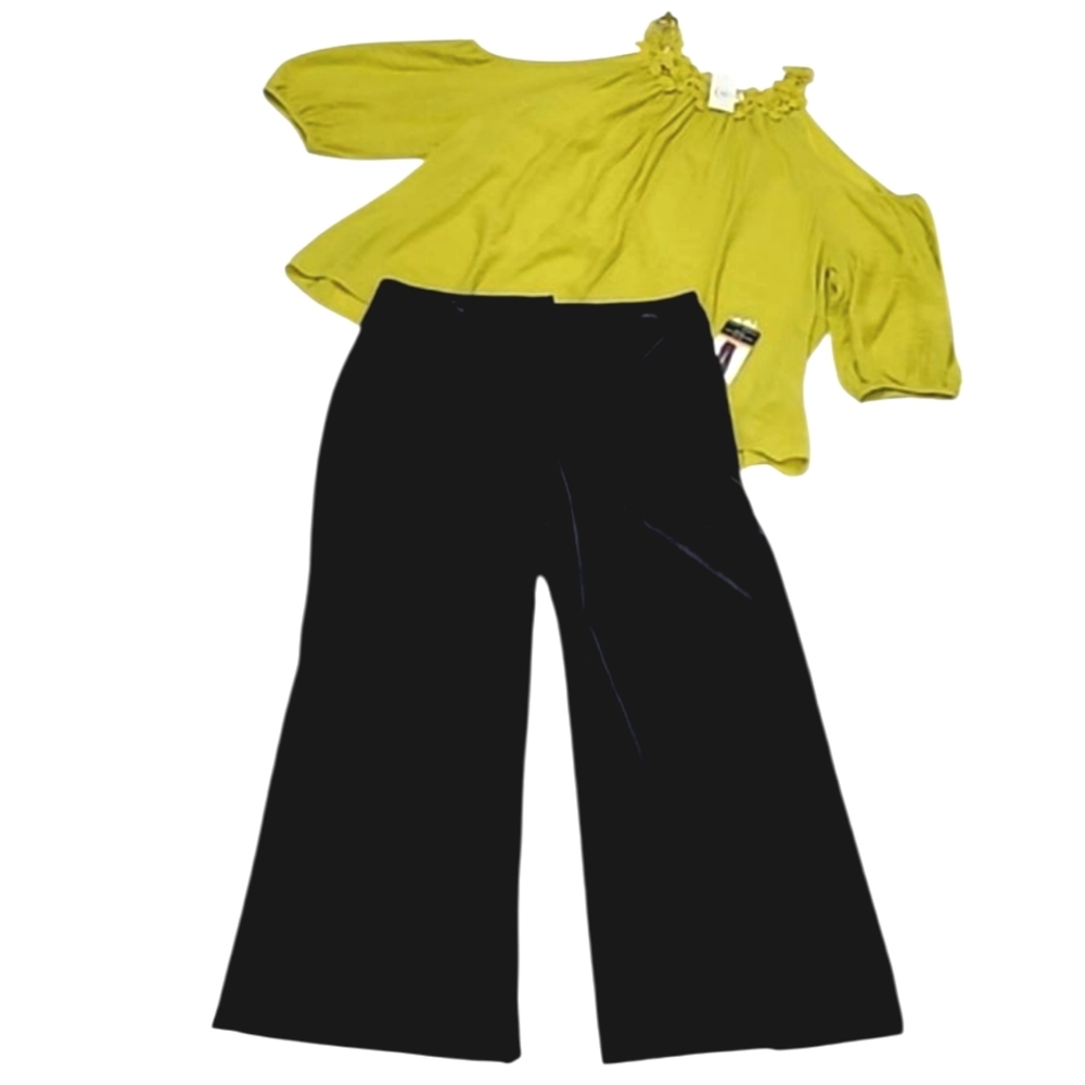 Sofia Jeans by Sofia Vergara Velvet Wide Leg Trousers High Waist Rise Stretchy